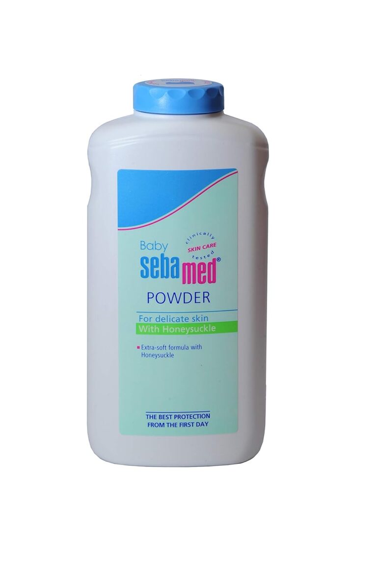 Sebamed baby powder with honeysuckle for keeping newborn skin fresh