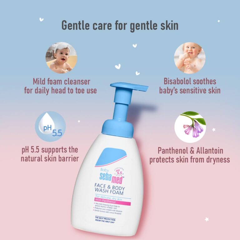Mild foam wash for baby skin and hair care