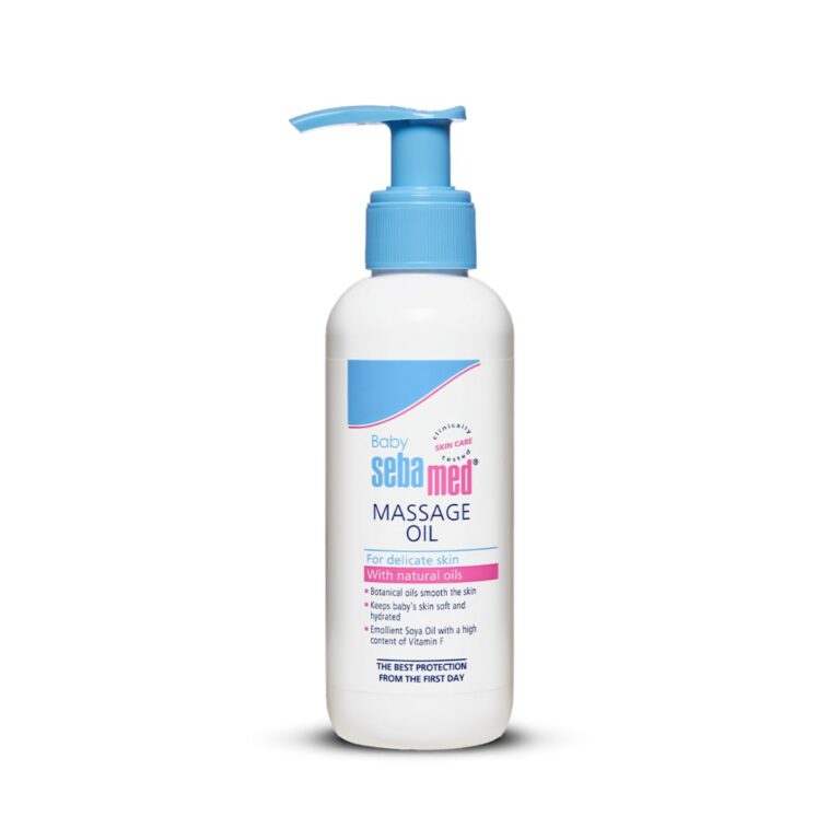Sebamed newborn massage oil 150 ml packaging front view