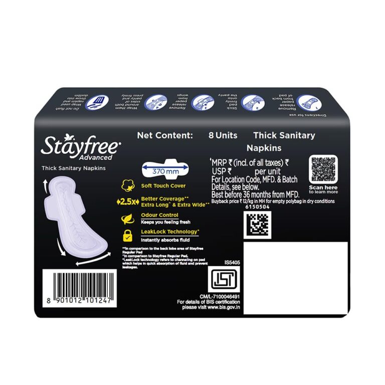 Stayfree XXL night pads thin sanitary pads 8 count pack XXL plus sanitary pad wider back design for heavy flow night leak protection