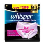 Whisper Super Absorbent Period Panty M-L 6 Pack Silky Soft Comfortable Fit