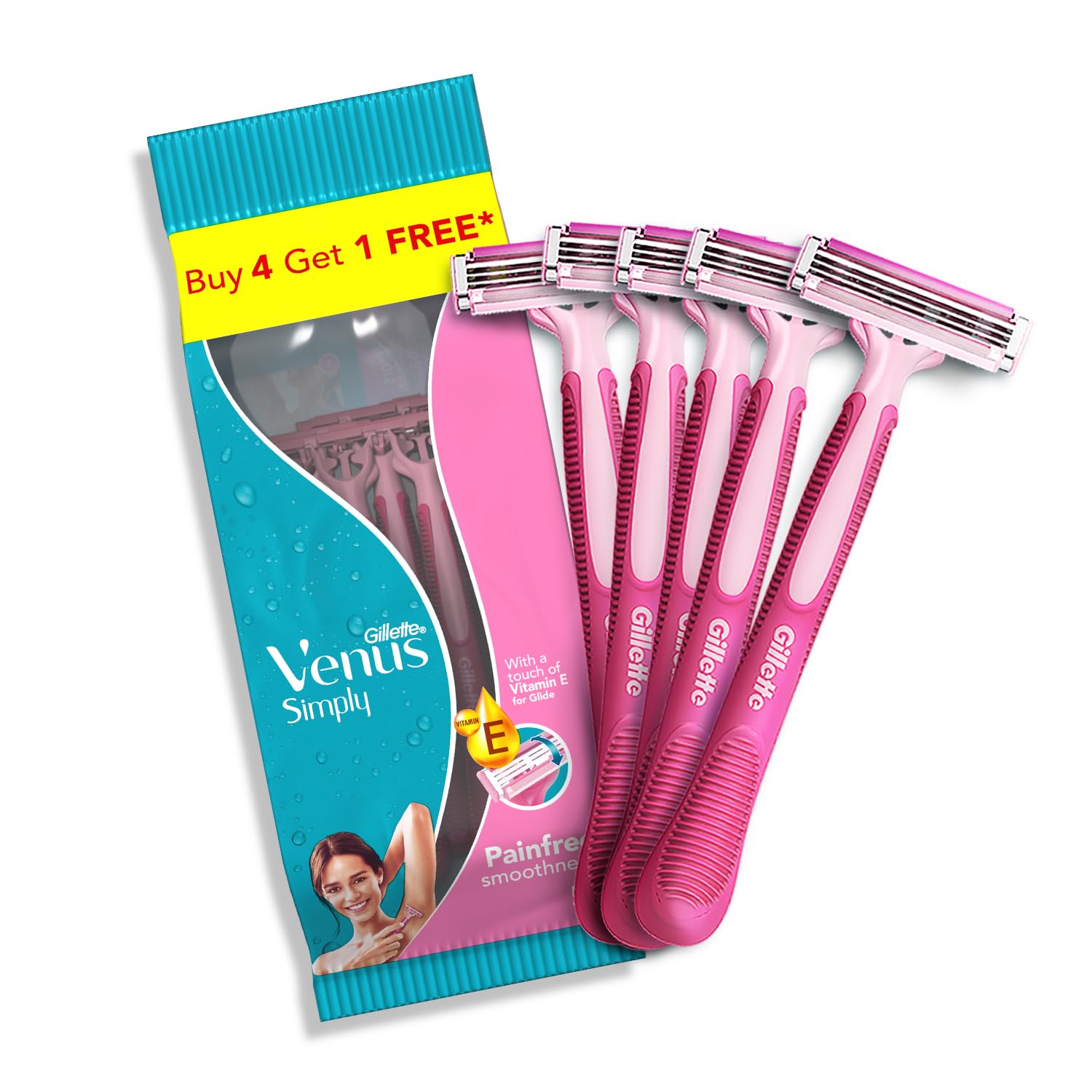 gillette-simply-venus-pink-razors-5pack.jpg Gillette Simply Venus Pink disposable razors pack of five for women