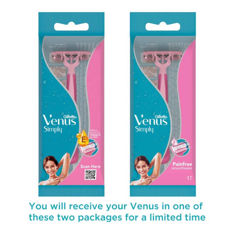 Packaging of Simply Venus 3 razors for everyday use