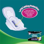 Maxi night sanitary pads for hygiene and secure fit during sleep