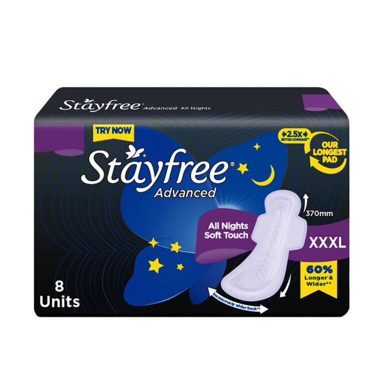 Stayfree advanced XXL plus pads designed for overnight comfort and coverage