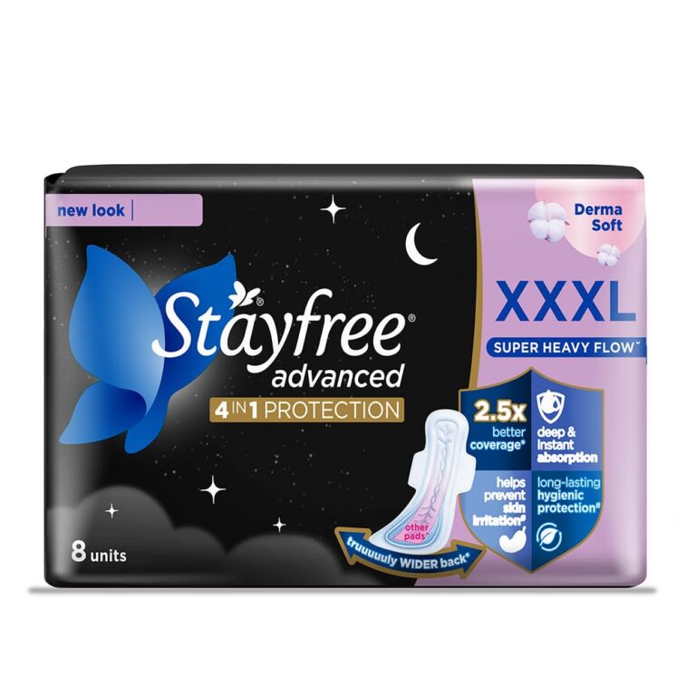 Stayfree Advanced XXXL+ Thin Sanitary Pads for Women Soft Cotton Pack of 8