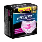 Whisper period panty 6 pieces medium large for heavy flow protection