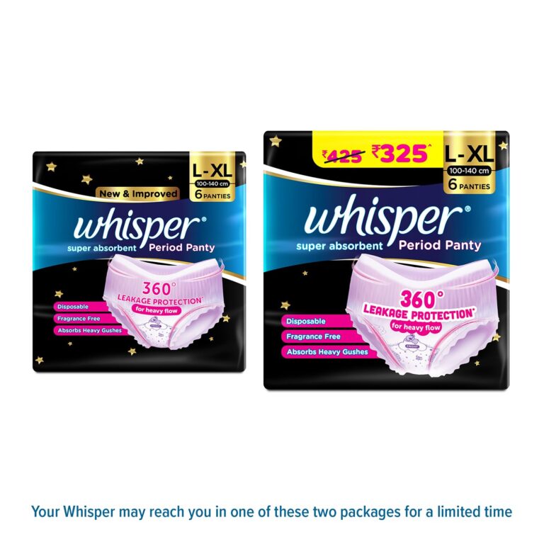 Disposable period panty with 360 degree leakage protection