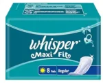 Whisper Maxi Fit regular sanitary pads pack of 8 for daily comfort