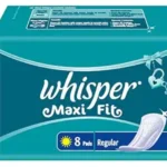 Whisper Maxi Fit regular sanitary pads pack of 8 for daily comfort
