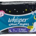 Whisper Maxi Nights XL sanitary pads pack of 7 for overnight protection