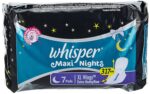Whisper Maxi Nights XL sanitary pads pack of 7 for overnight protection