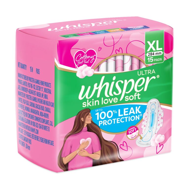 Soft and absorbent Whisper XL sanitary napkins pack