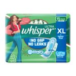 Whisper Ultra Clean sanitary pads XL pack of 15 for daily protection
