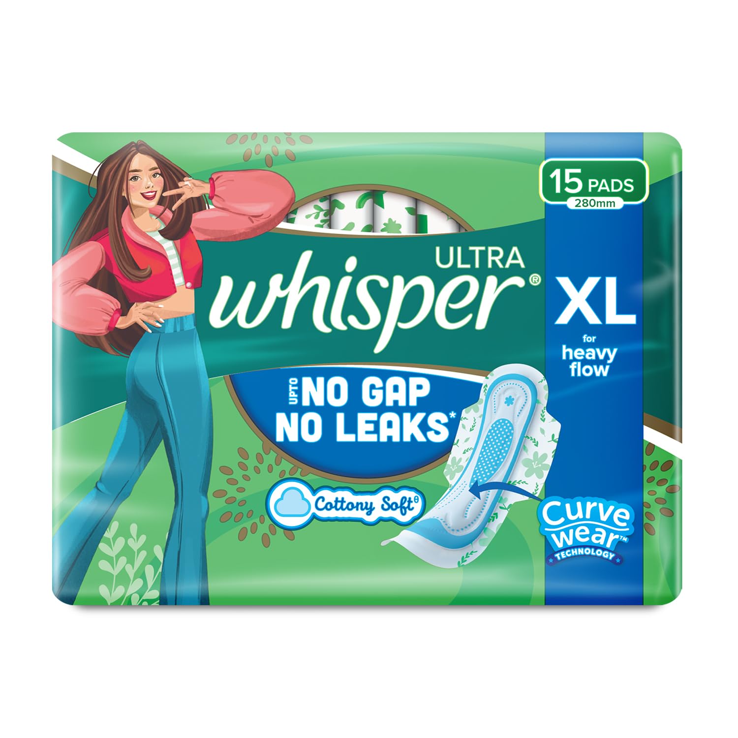 whisper-ultra-clean-xl-pads-pack-15 Whisper Ultra Clean sanitary pads XL pack of 15 for daily protection