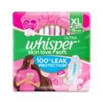 Whisper Ultra Soft sanitary pads XL pack of 15 for daily comfort