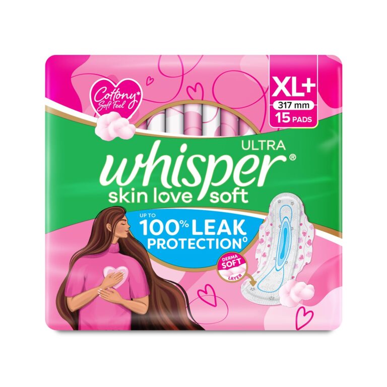 Whisper Ultra Soft XL plus sanitary pads pack of 15 for comfortable protection