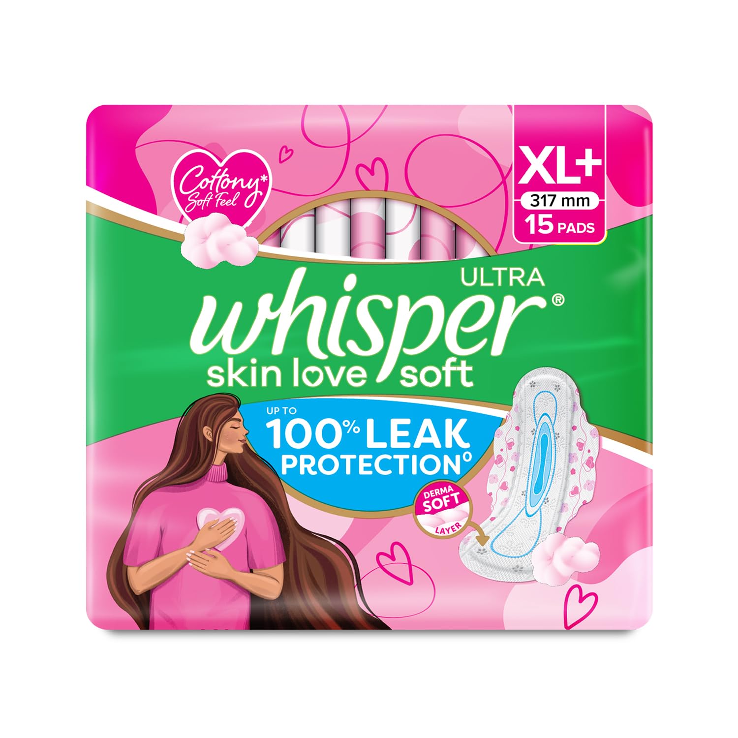 whisper-ultra-soft-xl-plus-pads-pack-15-comfort Whisper Ultra Soft XL plus sanitary pads pack of 15 for comfortable protection
