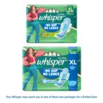 XL size Whisper sanitary napkins pack with 15 pads