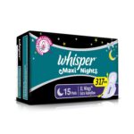 Whisper Maxi Nights Sanitary Pads for Women XL -15 Pads - Image 2