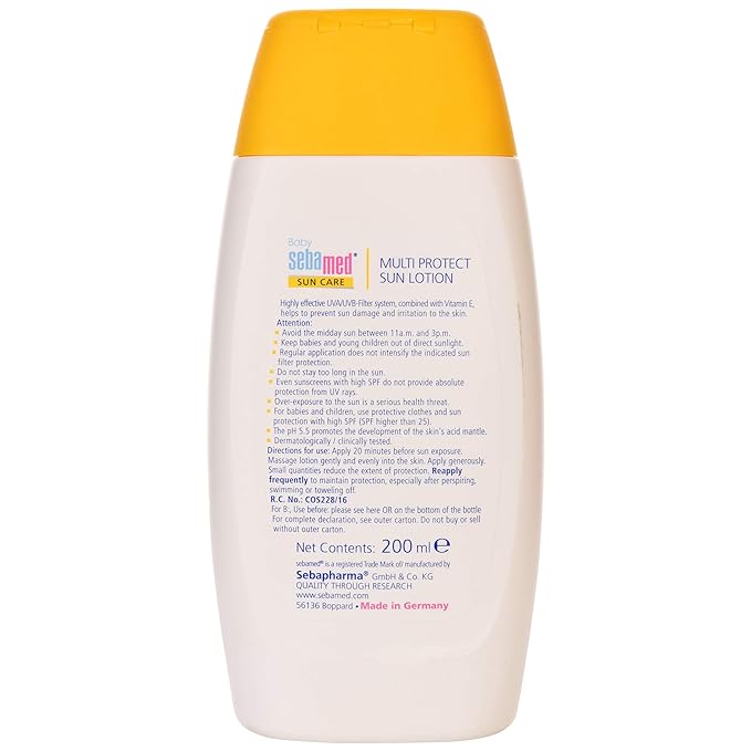 Baby sunscreen lotion by Sebamed in 200 ml packaging
