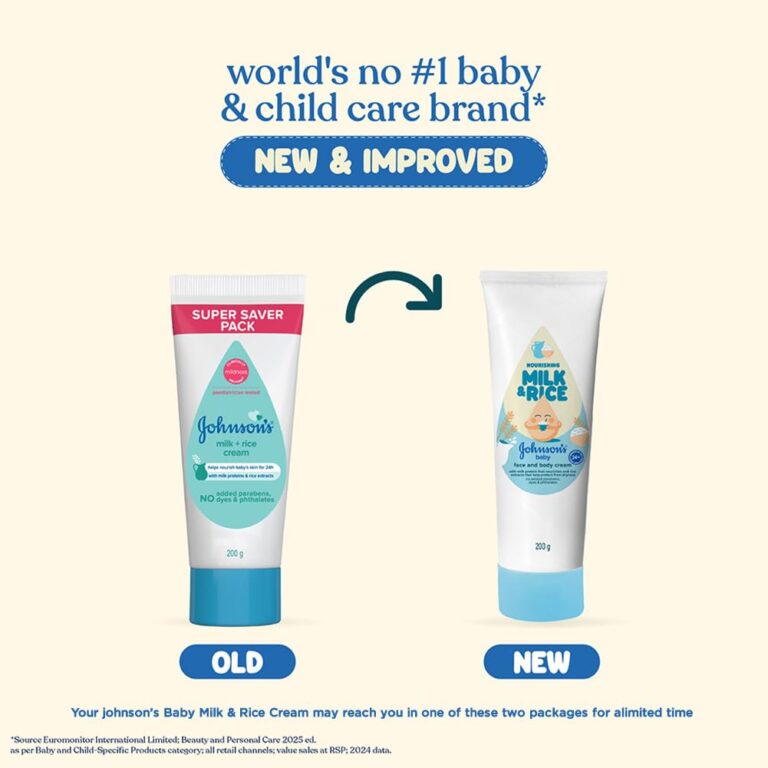 Johnson's Baby Milk + Rice Cream 200g moisturizing baby cream for soft and nourished skin
