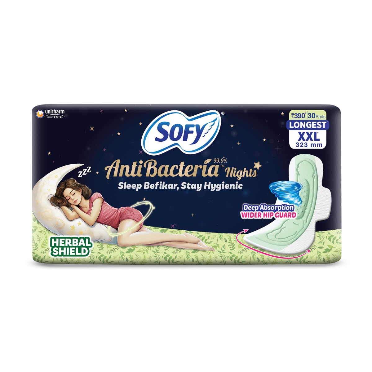Sofy XXL sanitary pads for overnight protection and comfort