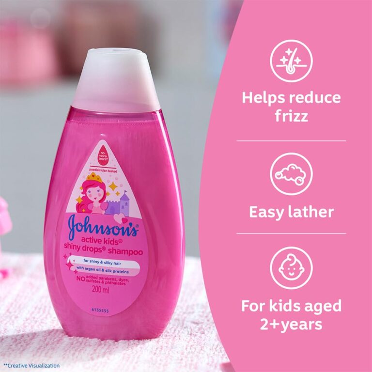 Johnson's Baby Active Kids Shiny Drops Shampoo 200ml angled bottle